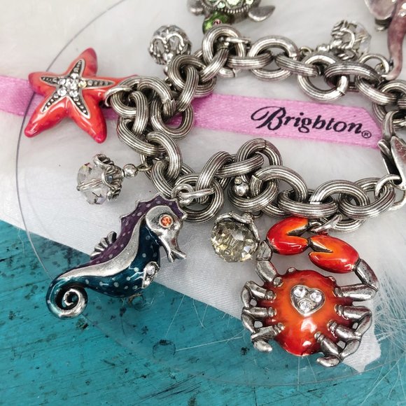 Brighton Ocean Marvels Crystal Charm Bracelet EUC - Picture 3 of 10